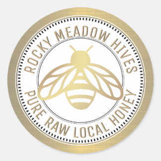 金ゴールドビーロゴ養蜂家蜂蜜ふた瓶ラベル ラウンドシール