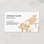 金ゴールドピアノインストラクター音楽先生ピアニスト 名刺 (裏面)