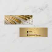 金ゴールドピアノ鍵インストラクター名刺 スキニー名刺 (正面/裏面)