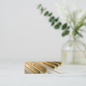 金ゴールドピアノ鍵インストラクター名刺 スキニー名刺 (スタンド正面)