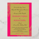 金ゴールドピエレガントックフォーマルインディアンテーマ結婚の 箔招待状 (裏面)