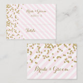 金ゴールドピストライプック結婚スのテーブルの場所設定カード プレイスカード (正面/裏面)