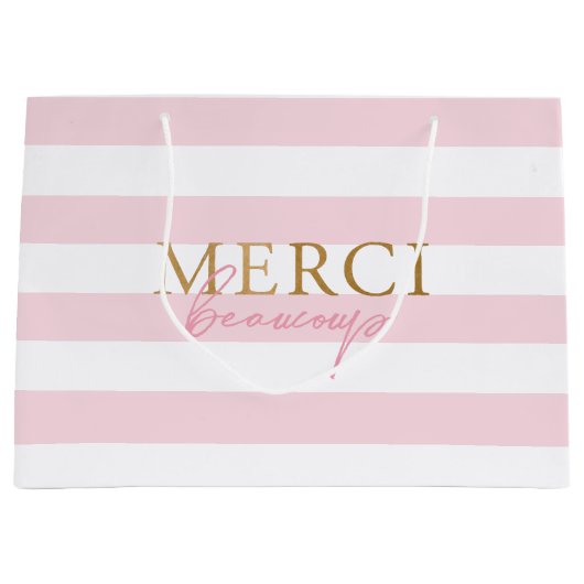 金ゴールドピストライプンクMerciボークープターありがとう抱き枕 ラージペーパーバッグ (正面)