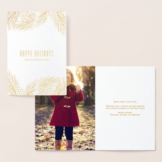 金ゴールドピネコーンとパインタイズホリデイ 箔カード (ディスプレー)