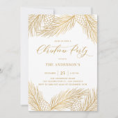 金ゴールドピネコーンアンドパインズホリデーパーティー 招待状 (正面)