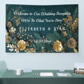 金ゴールドピネコーンパインブランチハンターグリーンウェルカム 横断幕 (トレードショー)