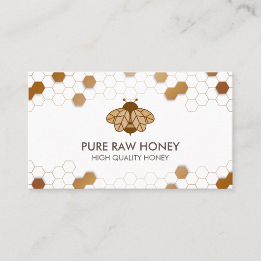 金ゴールドピュア生はちみつ蜂かわいいハニカム 名刺 (正面)