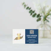 金ゴールドピラーフェザーロゴ | QRスキャンコード 名刺 (スタンド正面)