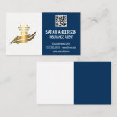 金ゴールドピラーフェザーロゴ | QRスキャンコード 名刺 (正面/裏面)