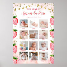 金ゴールドピンクいちご1年目のフォトコラージュ