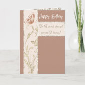 金ゴールドピンクきらめくバタフライフォト誕生日 カード (正面)