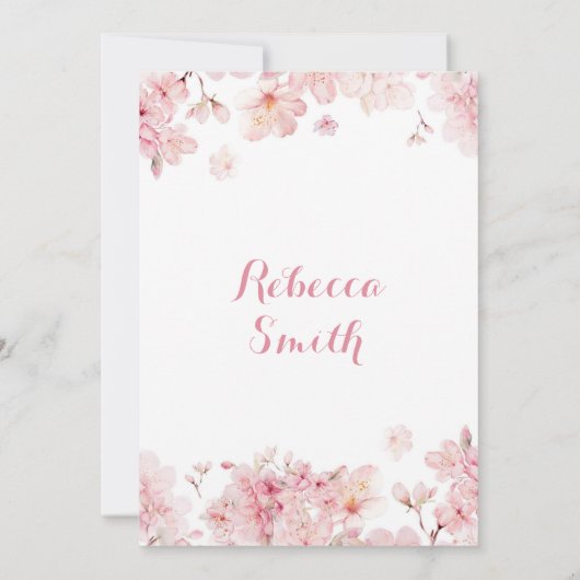 金ゴールドピンクさくらんぼブロッサムフローラガールスウィート16 招待状 (裏面)