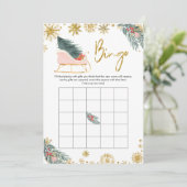 金ゴールドピンクそり冬ベビーシャワーベビービンゴ 招待状 (スタンド正面)