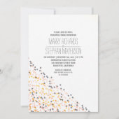 金ゴールドピンクと海軍の紙吹雪リハーサルのディナー 招待状 (正面)