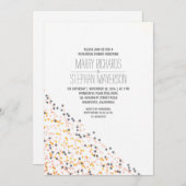 金ゴールドピンクと海軍の紙吹雪リハーサルのディナー 招待状 (正面/裏面)