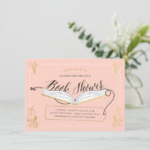 金ゴールドピンクのおとぎ話ストーリーブックベビーシャワー 招待状 (スタンド正面)