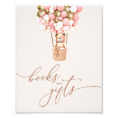 金ゴールドピンクのクマの風船ブックギフトベビーシャワー フォトプリント (正面)