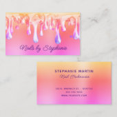 金ゴールドピンクのグラデーションサンゴ液ドリップ 名刺 (正面/裏面)