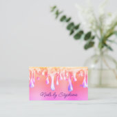 金ゴールドピンクのグラデーションサンゴ液ドリップ 名刺 (スタンド正面)