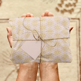 金ゴールドピンクのスノーフレーク模様 薄葉紙