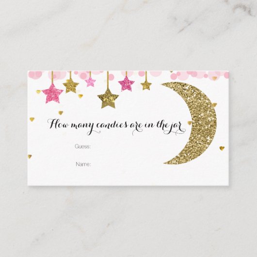 金ゴールドピンクのトゥインクル瓶カード内のキャンディーの数 エンクロージャーカード (正面)