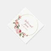 金ゴールドピンクのバラの植物イラストレーションの枠カスタム枠 スタンダードカクテルナプキン (角)