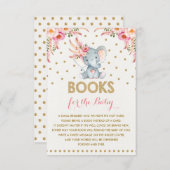 金ゴールドピンクのフローラゾウが本の挿入カードを持ってくる エンクロージャーカード (正面/裏面)