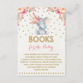 金ゴールドピンクのフローラゾウが本の挿入カードを持ってくる エンクロージャーカード (正面)