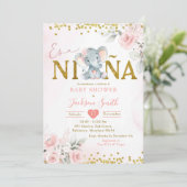 金ゴールドピンクのフローラゾウが赤ñちゃんシャワーに 招待状 (スタンド正面)