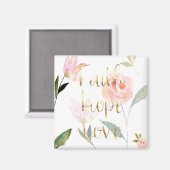 金ゴールドピンクのフローラ水の色の信仰ホープ愛 マグネット (正面/裏面)