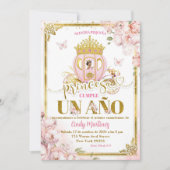金ゴールドピンクのメキシコのウノプリンセサキャリッジの侵略 招待状 (正面)