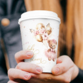 金ゴールドピンクの女の子の赤ちゃんシャワー私たちは心から待つことができる 紙コップ