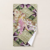 金ゴールドピンクの妖精のバスルームのタオルセット バスタオルセット (ハンドタオル)