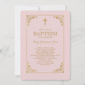 金ゴールドピンクの宗教的招待状でトリミング 招待状 (正面)