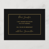 金ゴールドピンクの抽象芸術水の色は私の花嫁になる インビテーションポストカード (裏面)