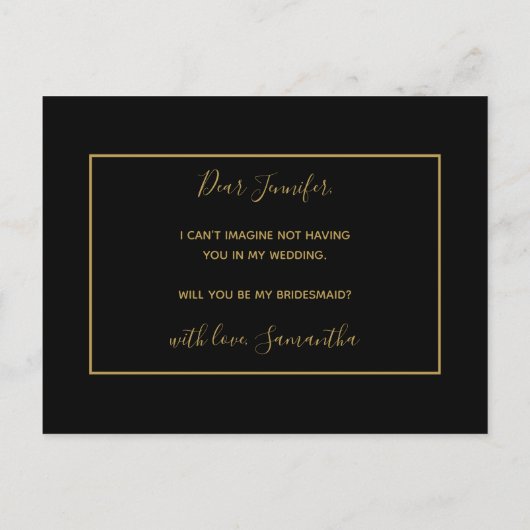 金ゴールドピンクの抽象芸術水の色は私の花嫁になる インビテーションポストカード (裏面)