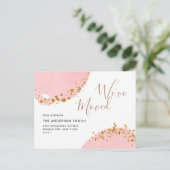 金ゴールドピンクの水の色の動きの発表 ポストカード (スタンド正面)