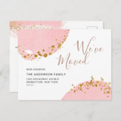 金ゴールドピンクの水の色の動きの発表 ポストカード (正面/裏面)