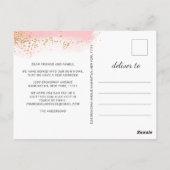 金ゴールドピンクの水の色の動きの発表 ポストカード (裏面)