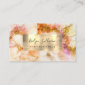 金ゴールドピンクの水フェイク色フォイル名刺 名刺 (正面)