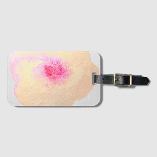 金ゴールドピンクの水彩フローラ ラゲッジタグ (正面横)