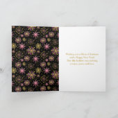 金ゴールドピンクの雪の結晶メリークリスマスと名前 シーズンカード (内部)