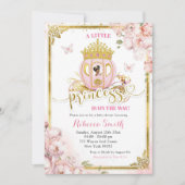 金ゴールドピンクアフリカプリンセスキャリッジベビーシャワー 招待状 (正面)