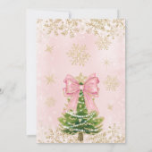 金ゴールドピンクウィンターワンダーランド最初の誕生日パーティー 招待状 (裏面)