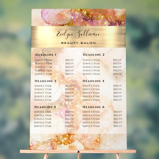 金ゴールドピンクウォーターフェイクカラーフォイル価格リスト アクリルサイン (ニュートラル)