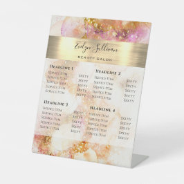 金ゴールドピンクウォーターフェイクカラーフォイル価格リスト 台座サイン