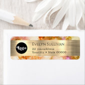 金ゴールドピンクウォーターフェイクカラーフォイル差出人住所 ラベル (インサイチュ)