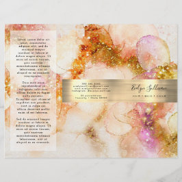 金ゴールドピンクウォーターフェイクカラーホイルパンフレット