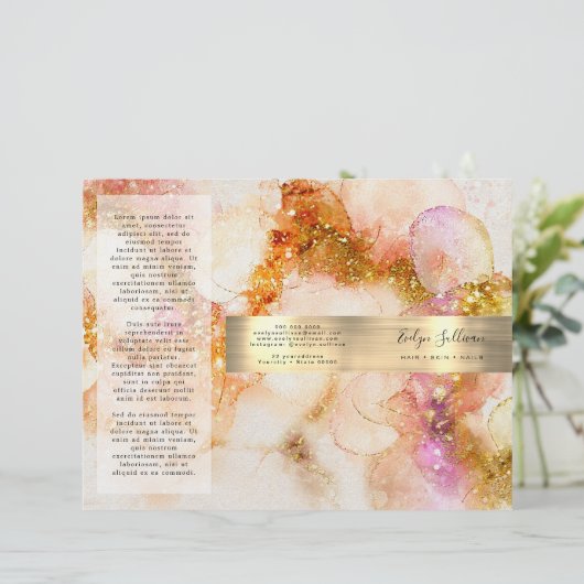 金ゴールドピンクウォーターフェイクカラーホイルパンフレット (スタンド正面)