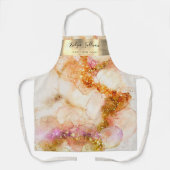 金ゴールドピンクウォーターフェイクカラー箔エプロン エプロン (正面)